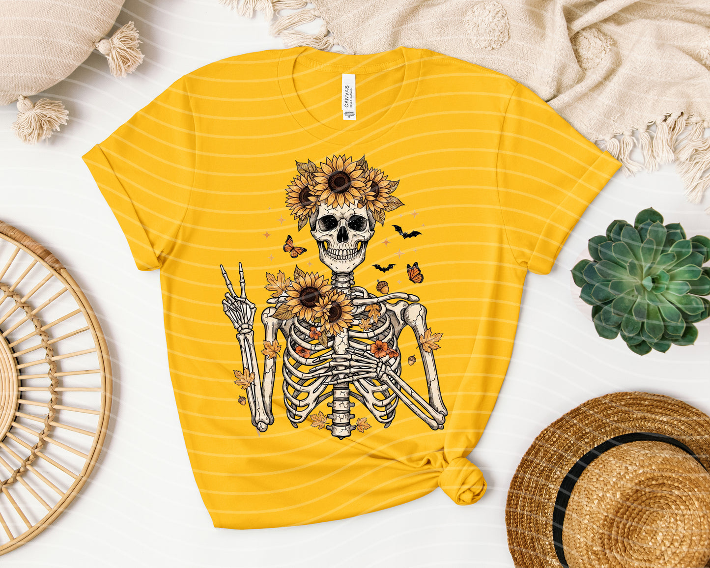 Fall Sunflower Skelly Graphic Tee