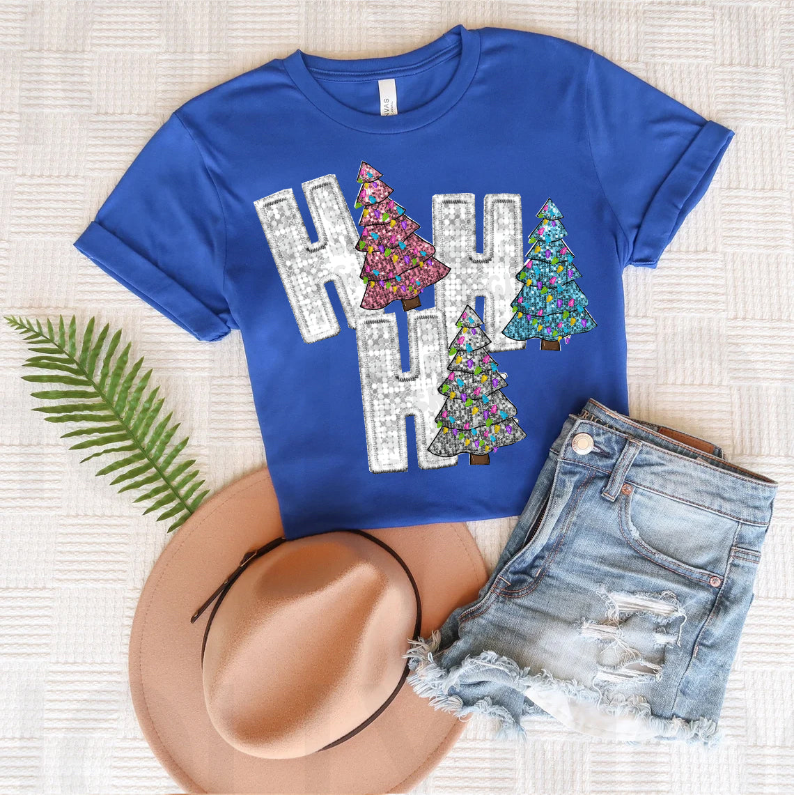 Ho Ho Ho Faux Glitter Graphic Tee