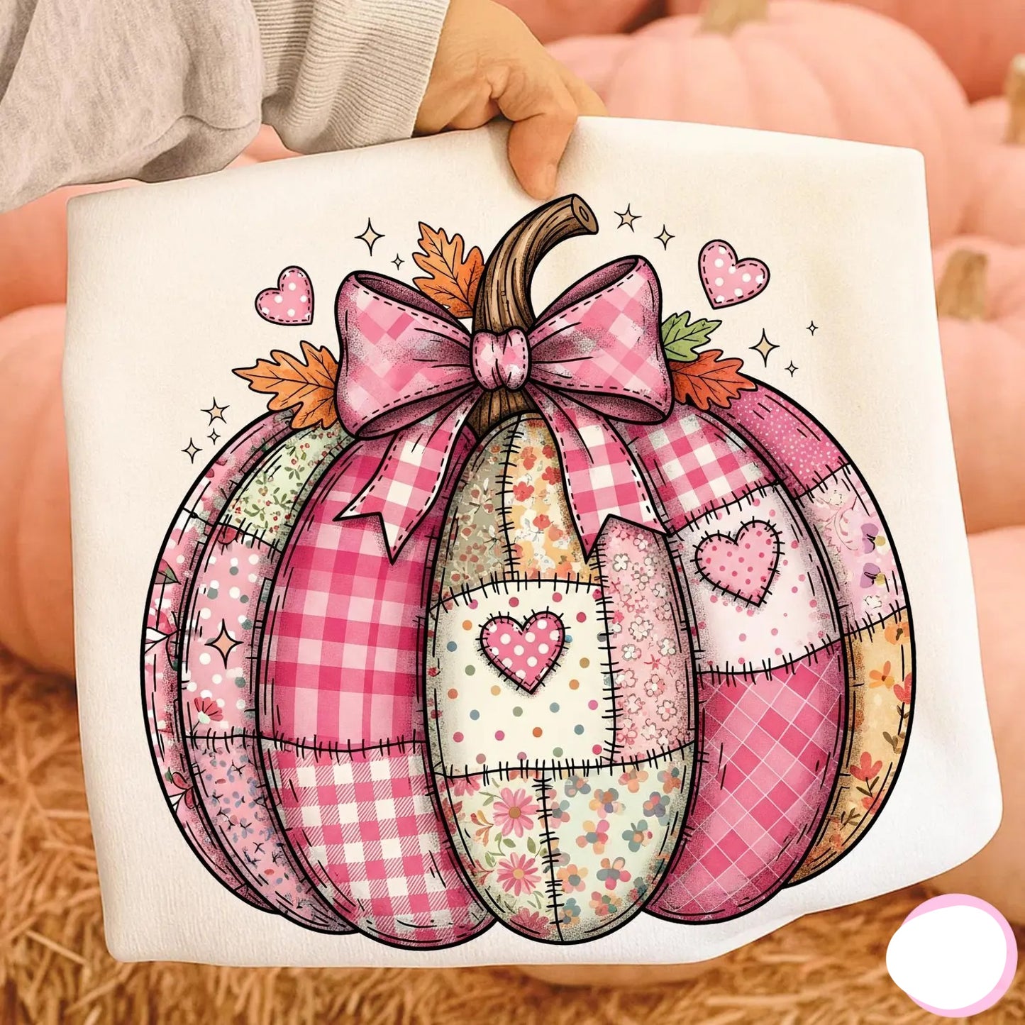 Pink Patchwork Pumpkin Graphic Tee