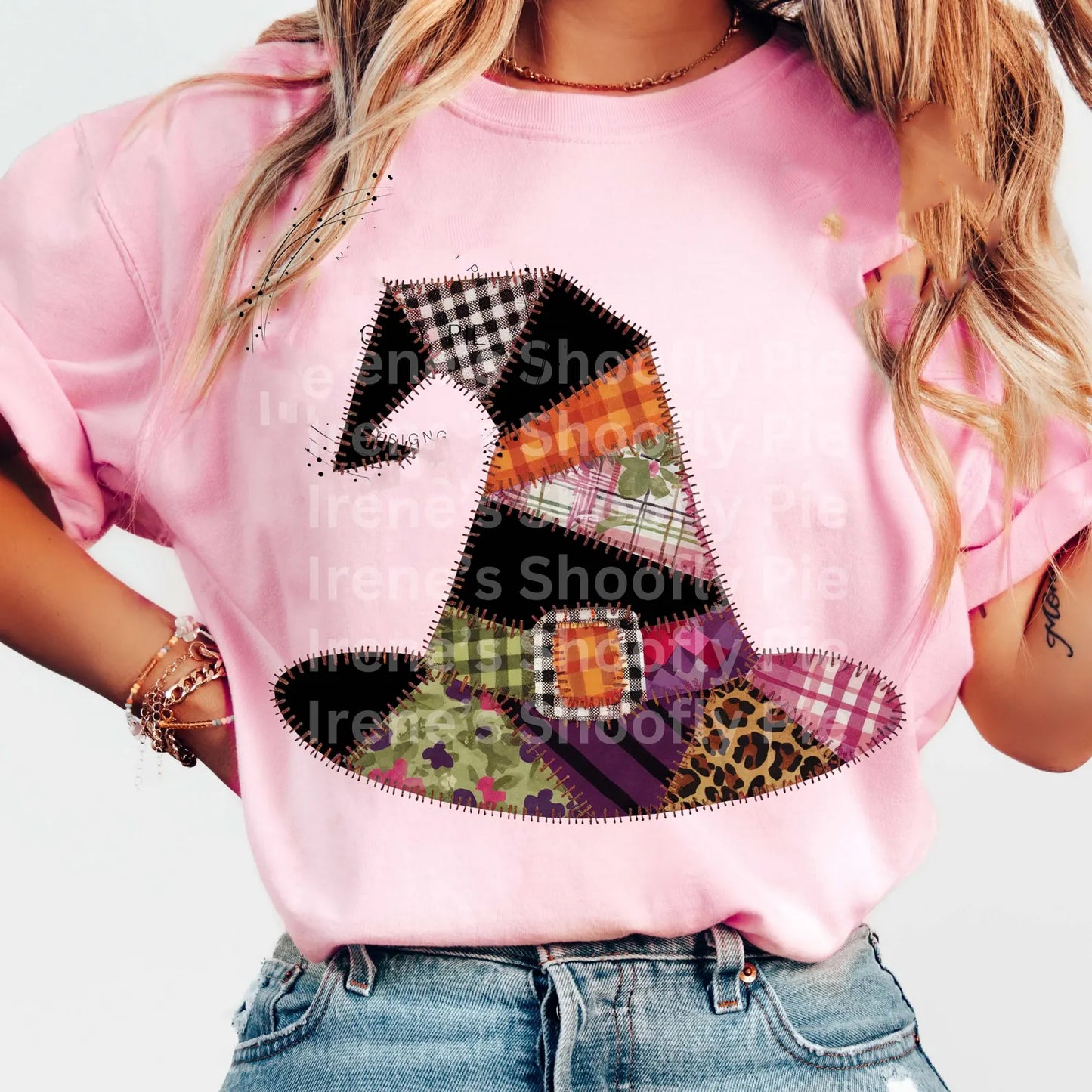 Faux Embroidery Witch Hat Graphic Tee