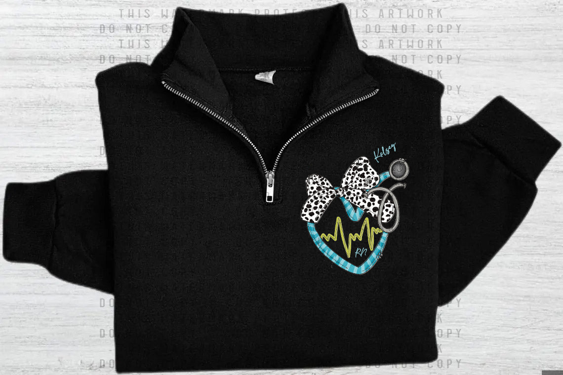Polka Dot Stethoscope Heart Quarter Zip