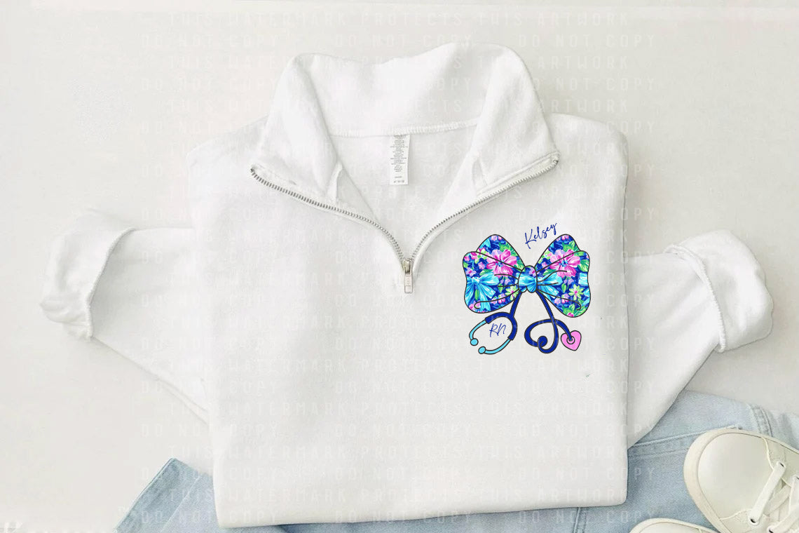 Blue and Purple Floral Quarter Zip