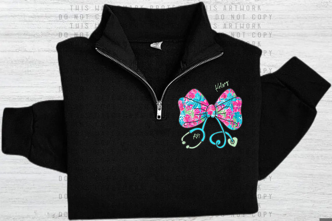 Pink and Blue Floral Quarter Zip