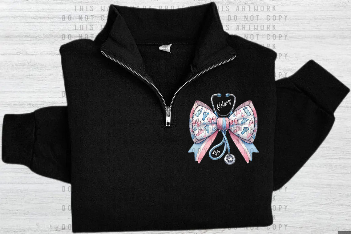 Baby Pink and Blue Stethoscope Quarter Zip