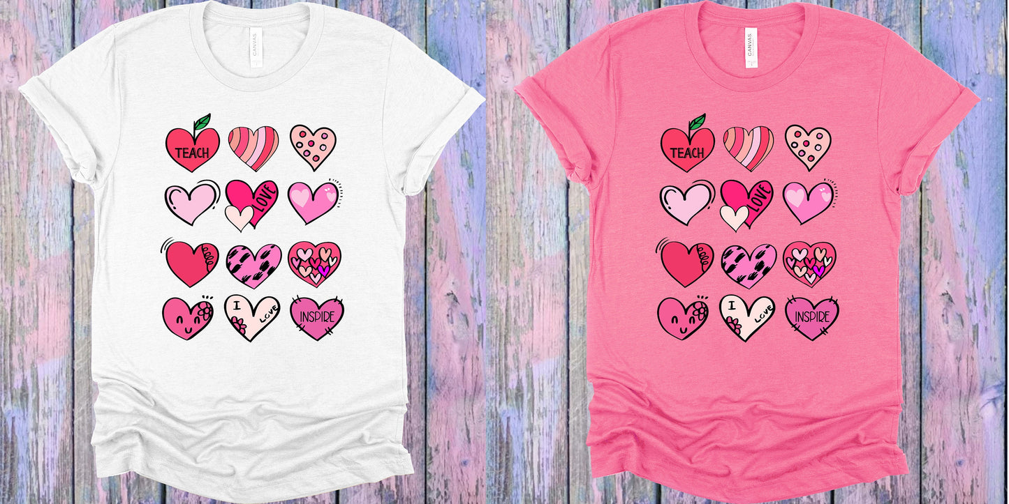 Teach Love Hearts Graphic Tee Graphic Tee