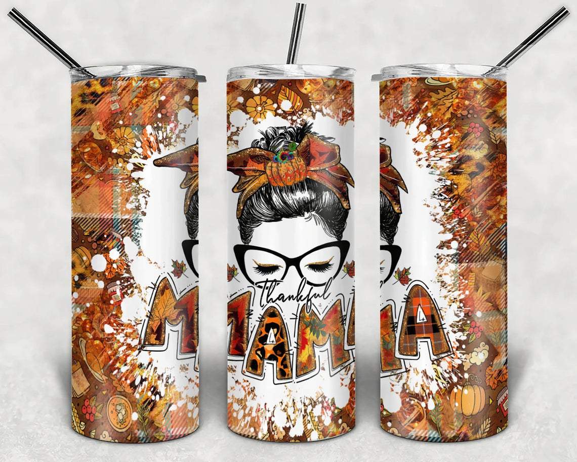 Thankful Mama 20 Oz Skinny Tumbler