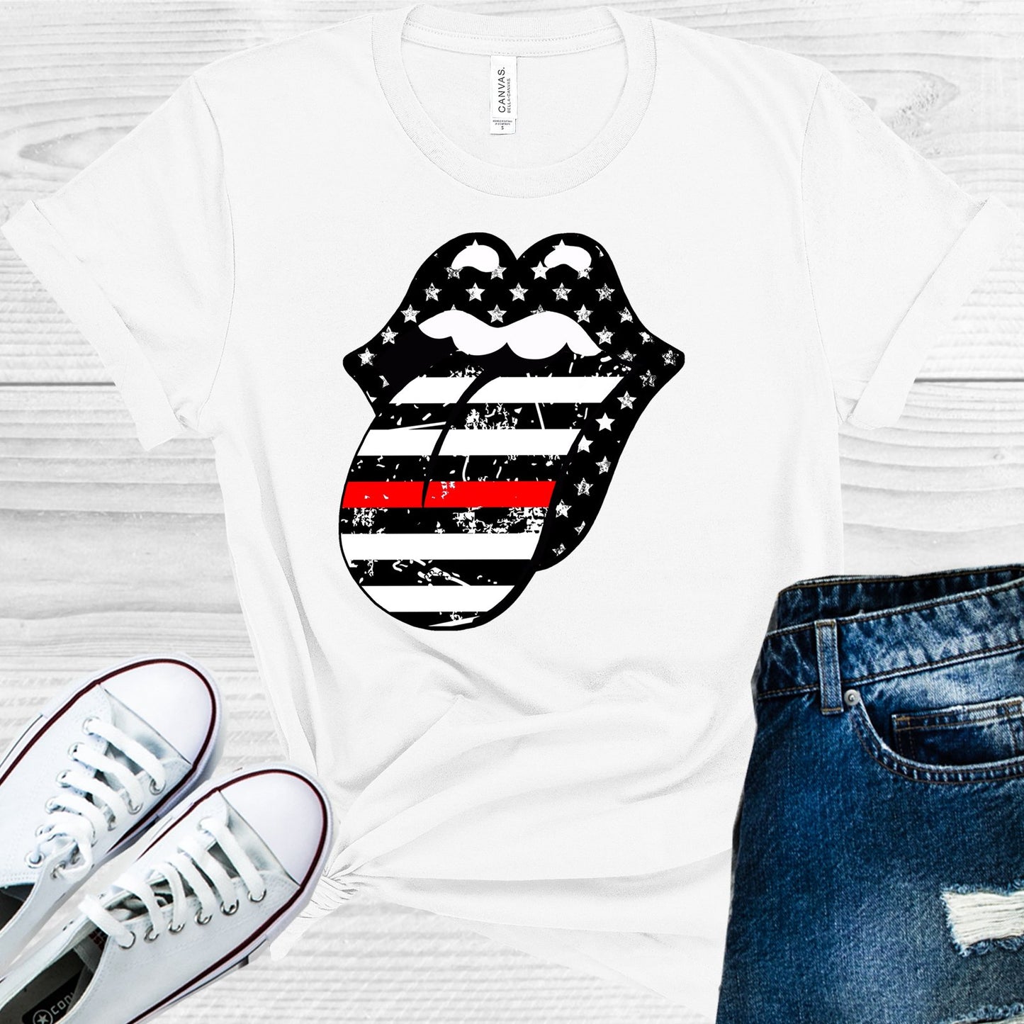 Thin Red Line Tongue Graphic Tee Graphic Tee