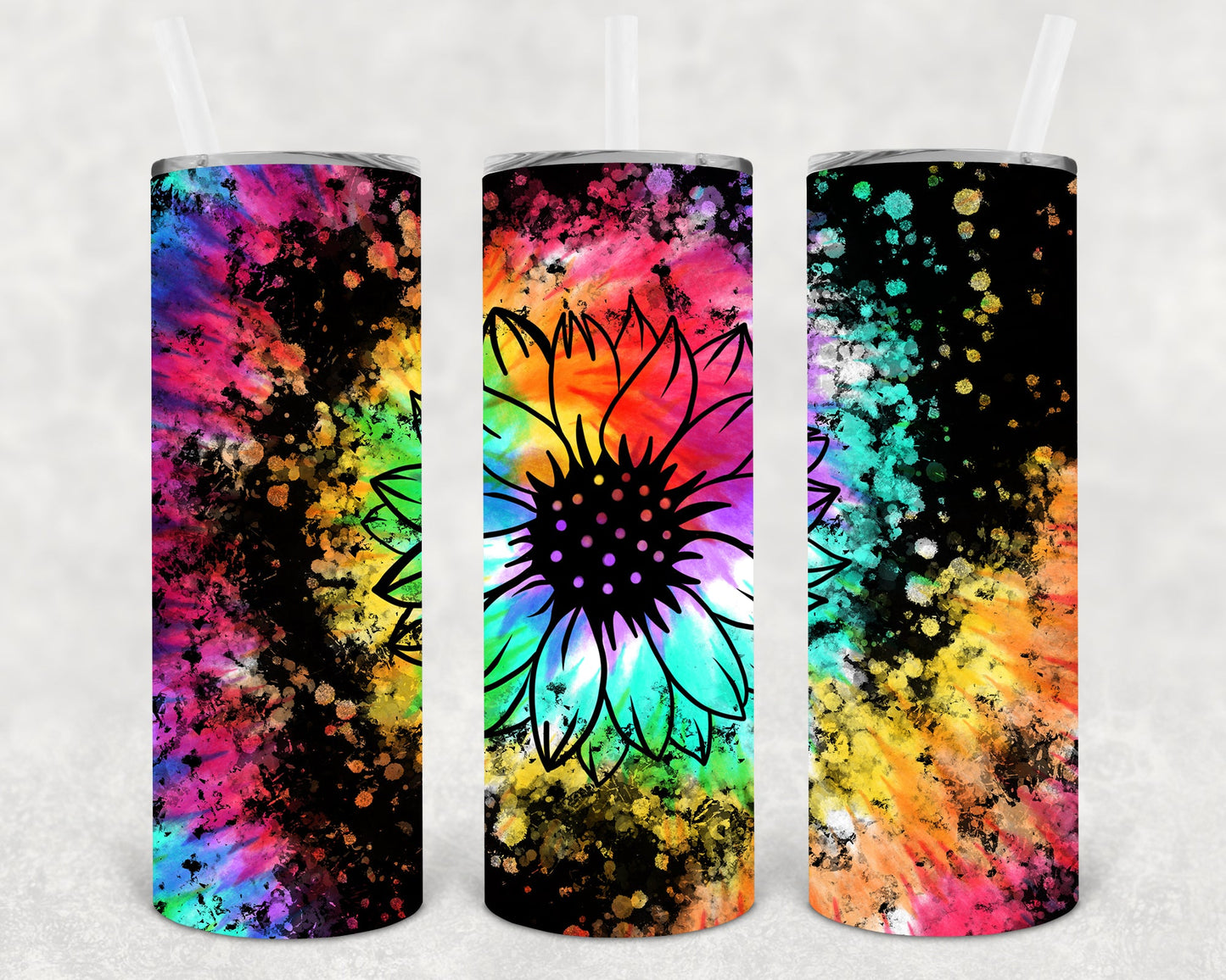 Tie Dye Sunflower 20 Oz Skinny Tumbler