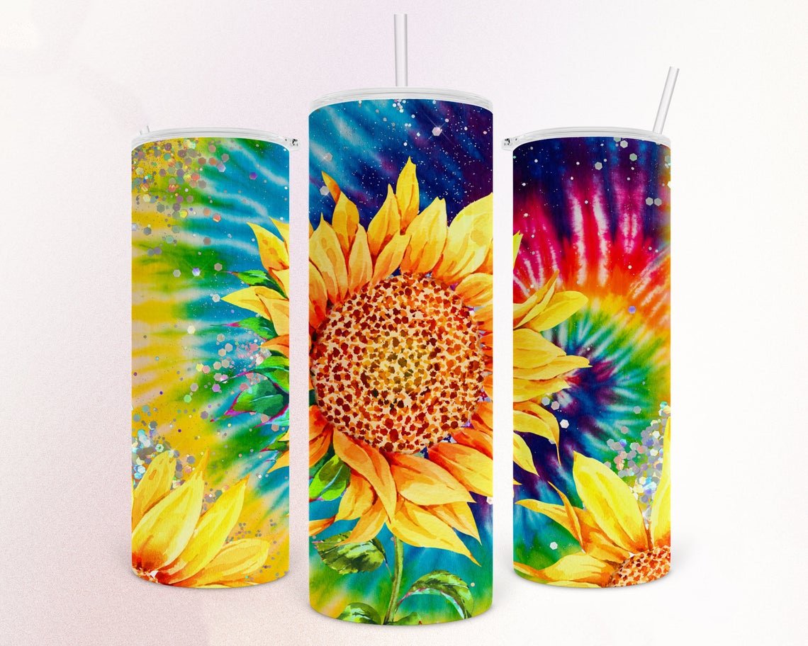 Tiedye Sunflower 20 Oz Skinny Tumbler