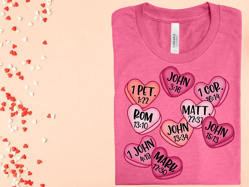 Valentine Bible Verse Hearts Graphic Tee Graphic Tee