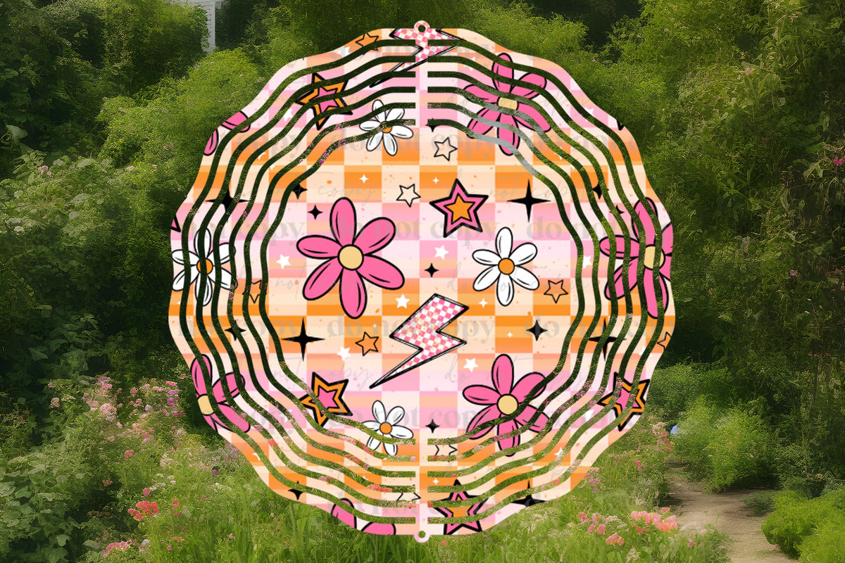 Pink Flowers Wind Spinner