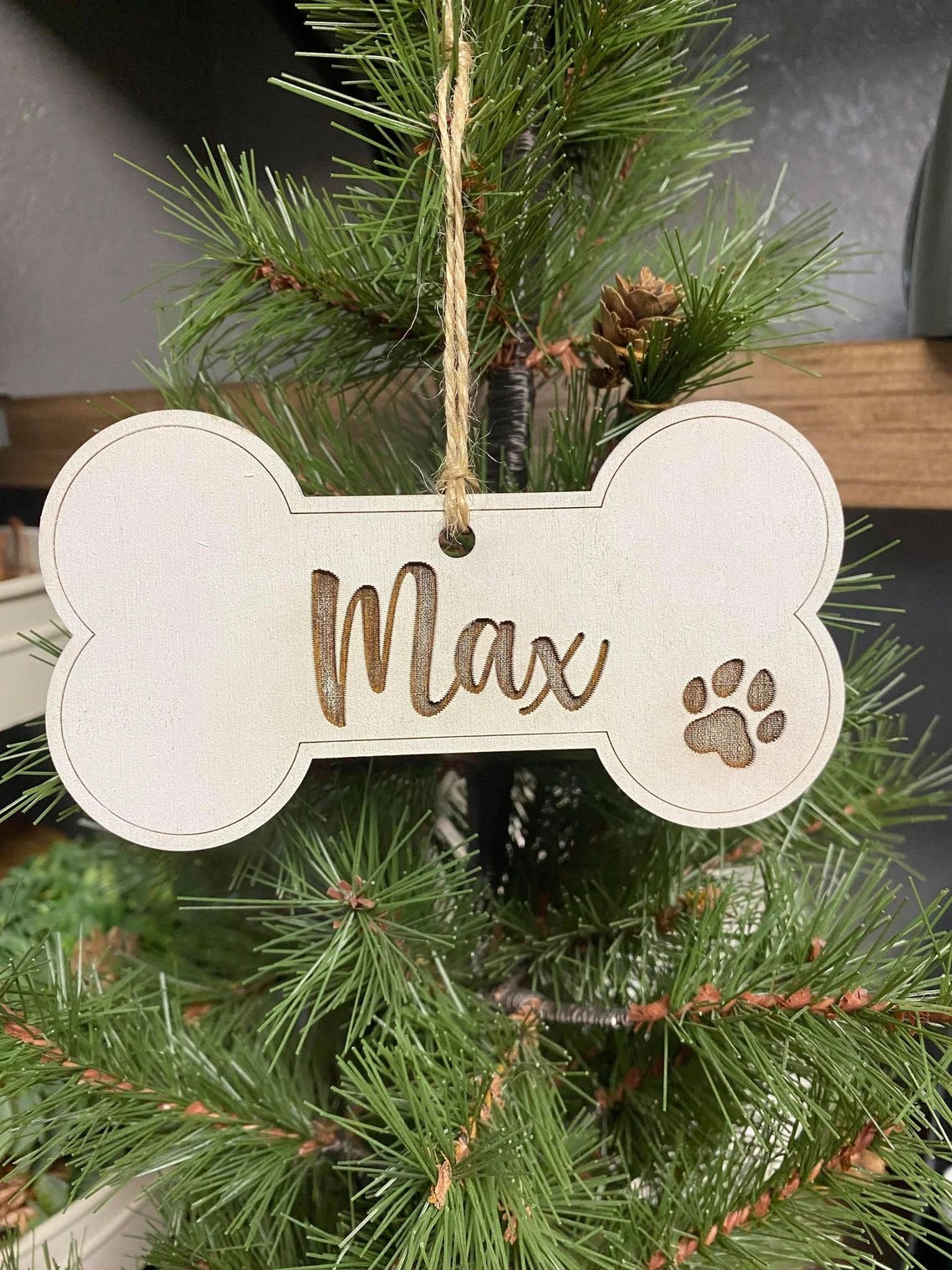 Dog Bone Engraved Christmas Ornament