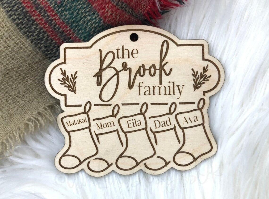 Family Stockings Engraved Christmas Ornament