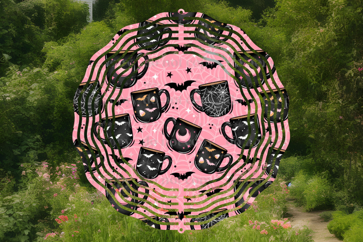 Pink Spooky Coffee Wind Spinner