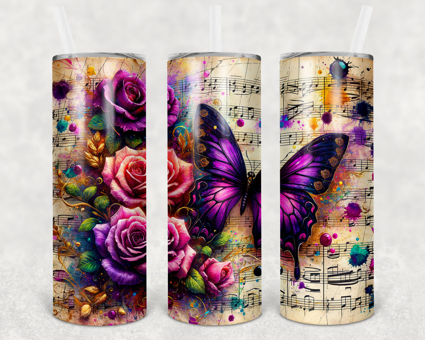 Butterfly Music 20 oz Skinny Tumbler