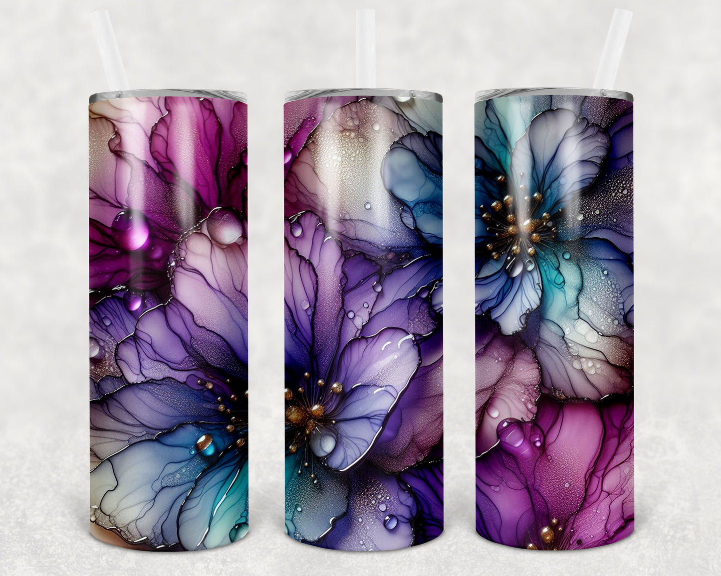 Dewy Flowers 20 oz Skinny Tumbler