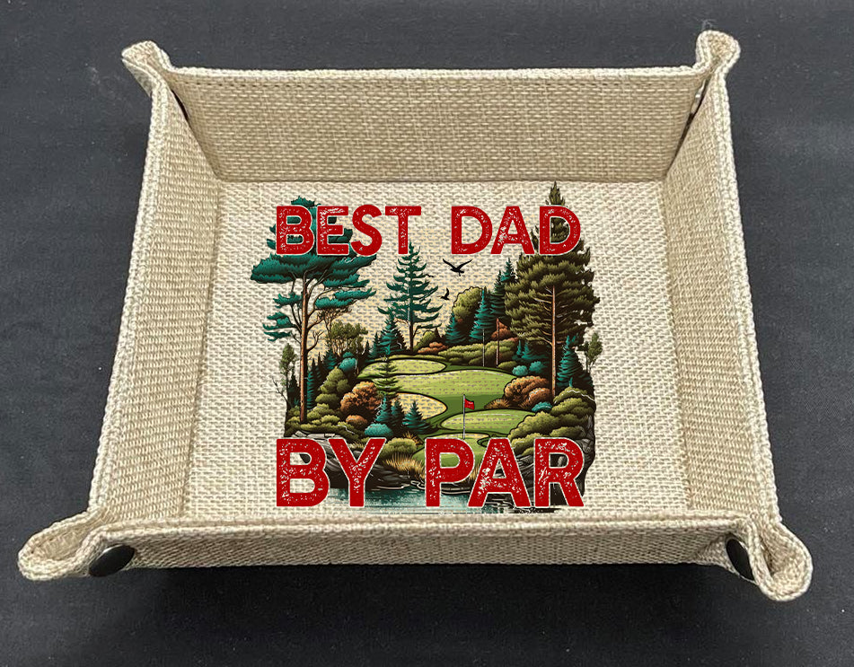 Best Dad by Par Burlap Snap Tray