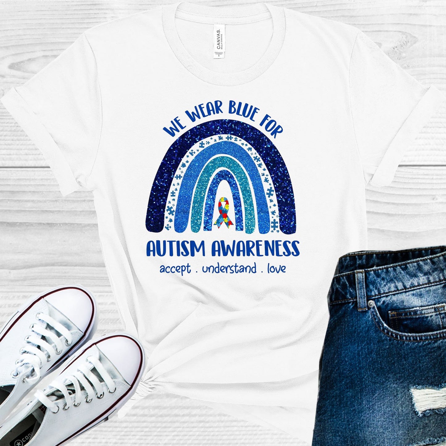We Wear Blue For Autism Awareness Graphic Tee Graphic Tee