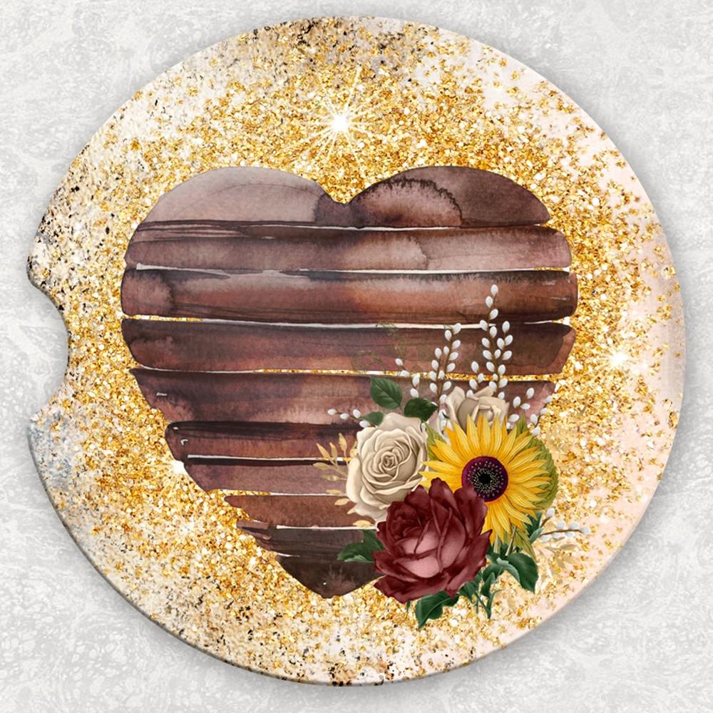Car Coaster Set - Wooden Heart