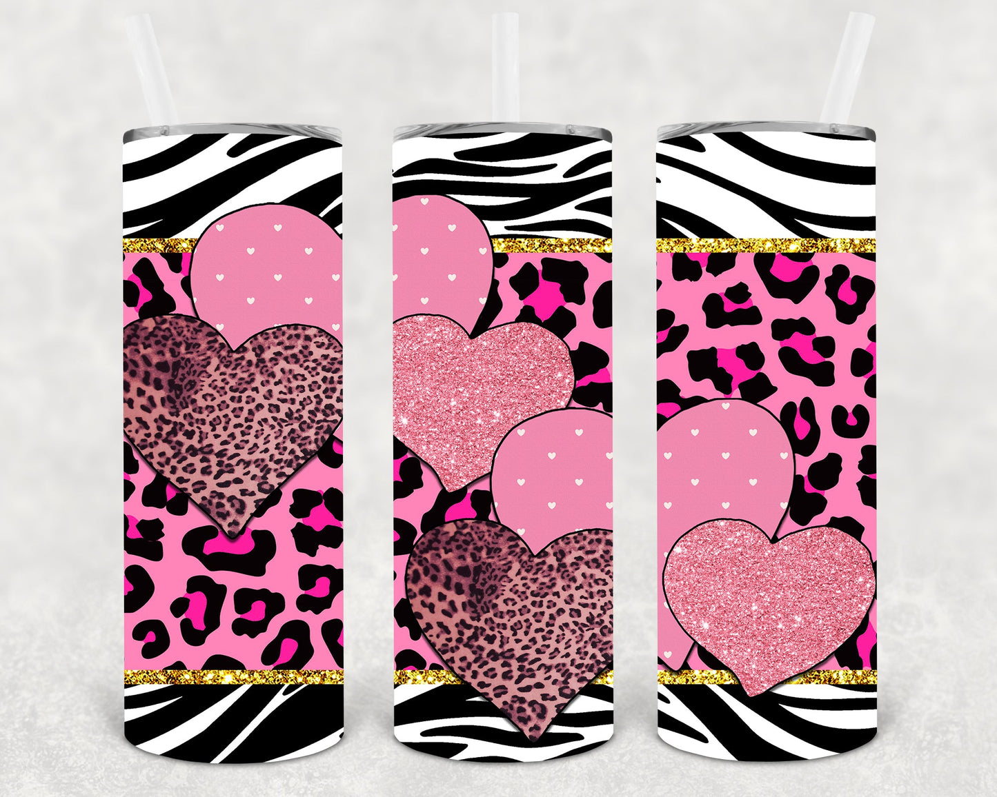 Zebra Hearts 20 Oz Skinny Tumbler