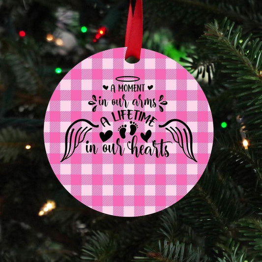 A Moment In Our Arms A Lifetime Hearts (Pink) Christmas Ornament