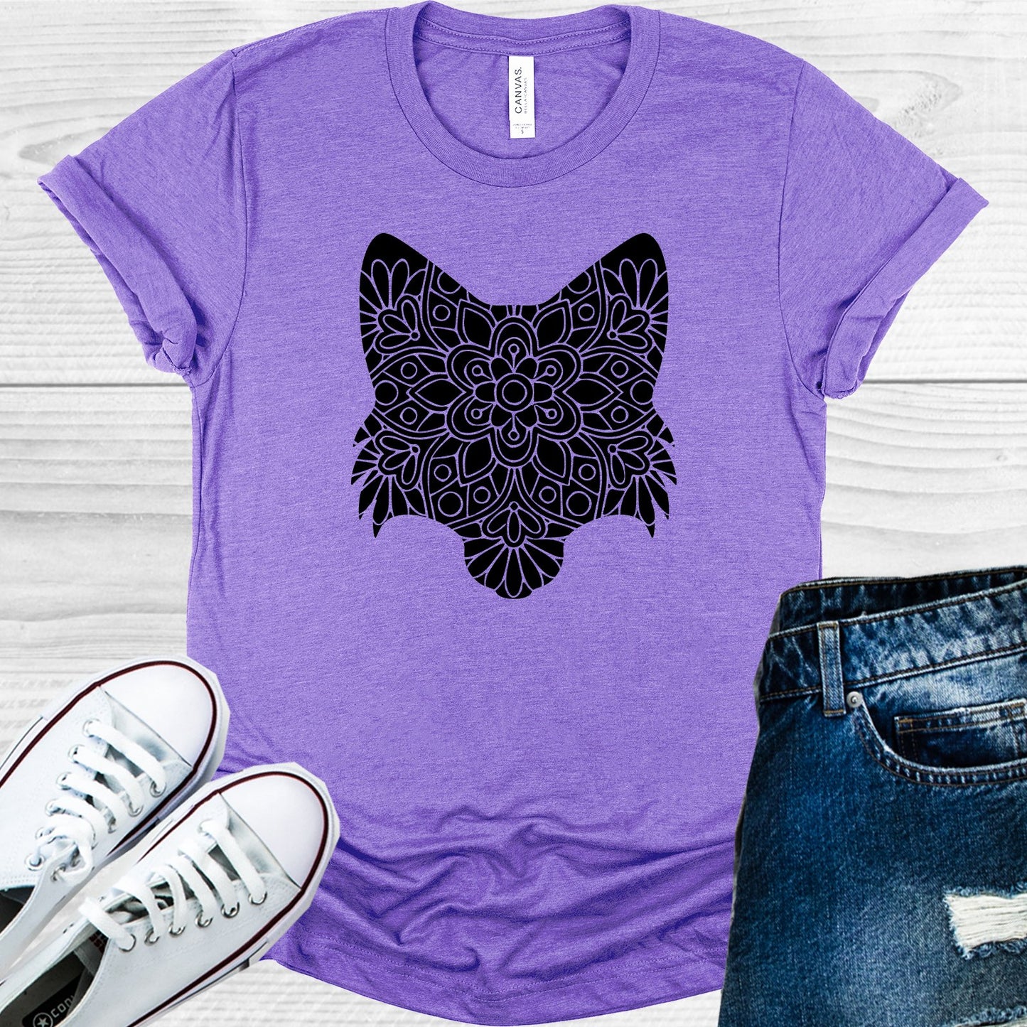 Fox Face Mandala Graphic Tee Graphic Tee