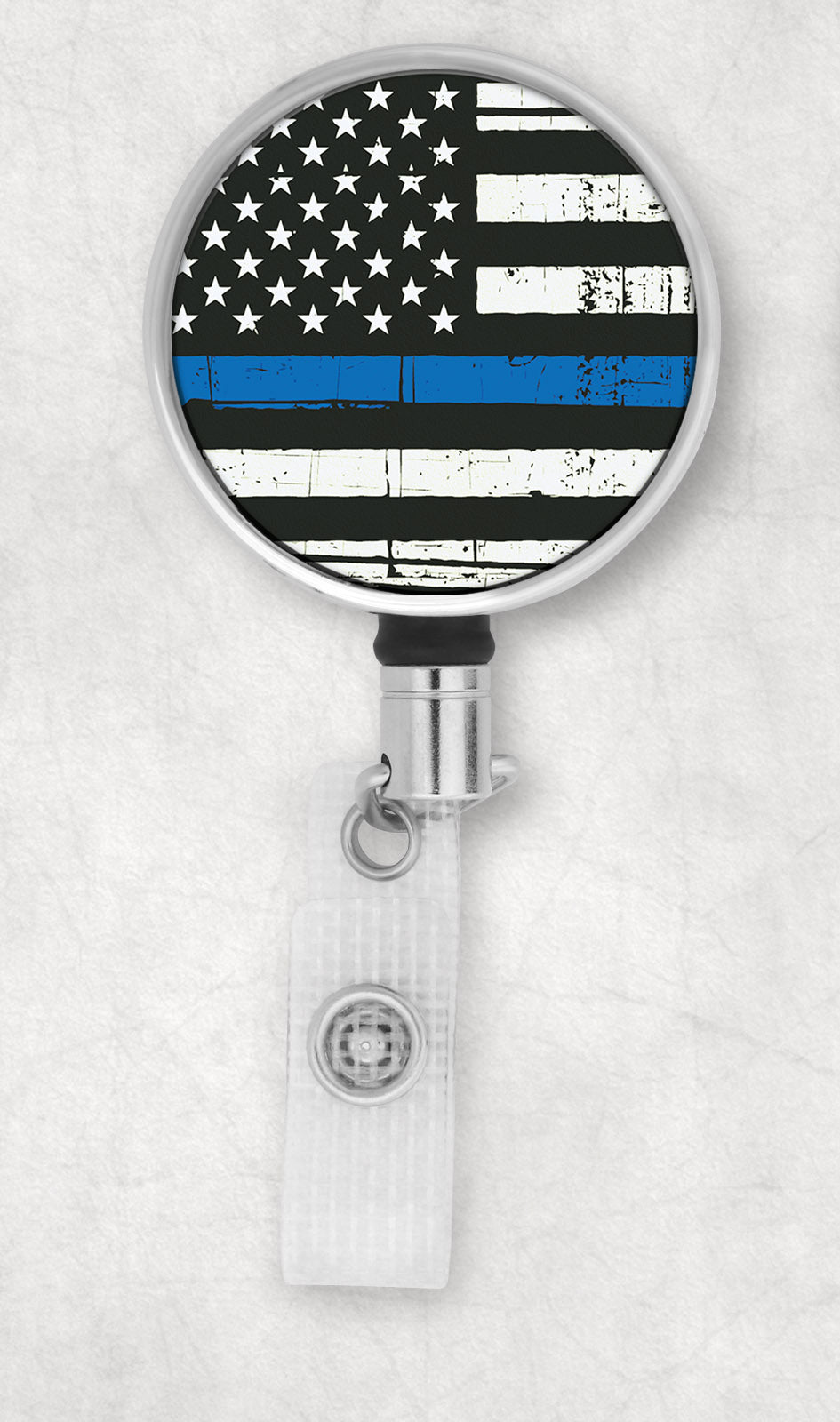 Blue Line Police Badge Reel – Anchored Grace Boutique