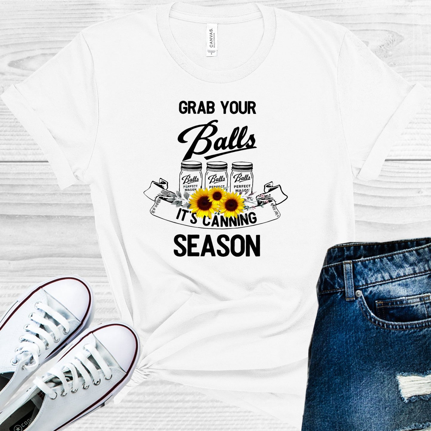Grab Your Balls Its Canning Season (Sunflowers) Graphic Tee Graphic Tee