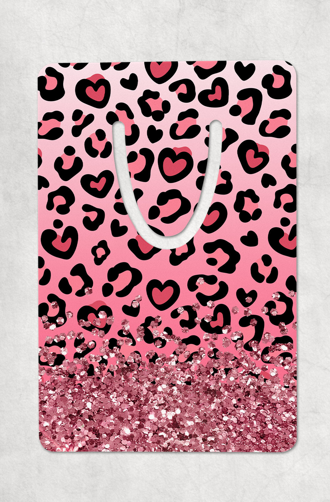 Pink Leopard Faux Glitter Bookmark
