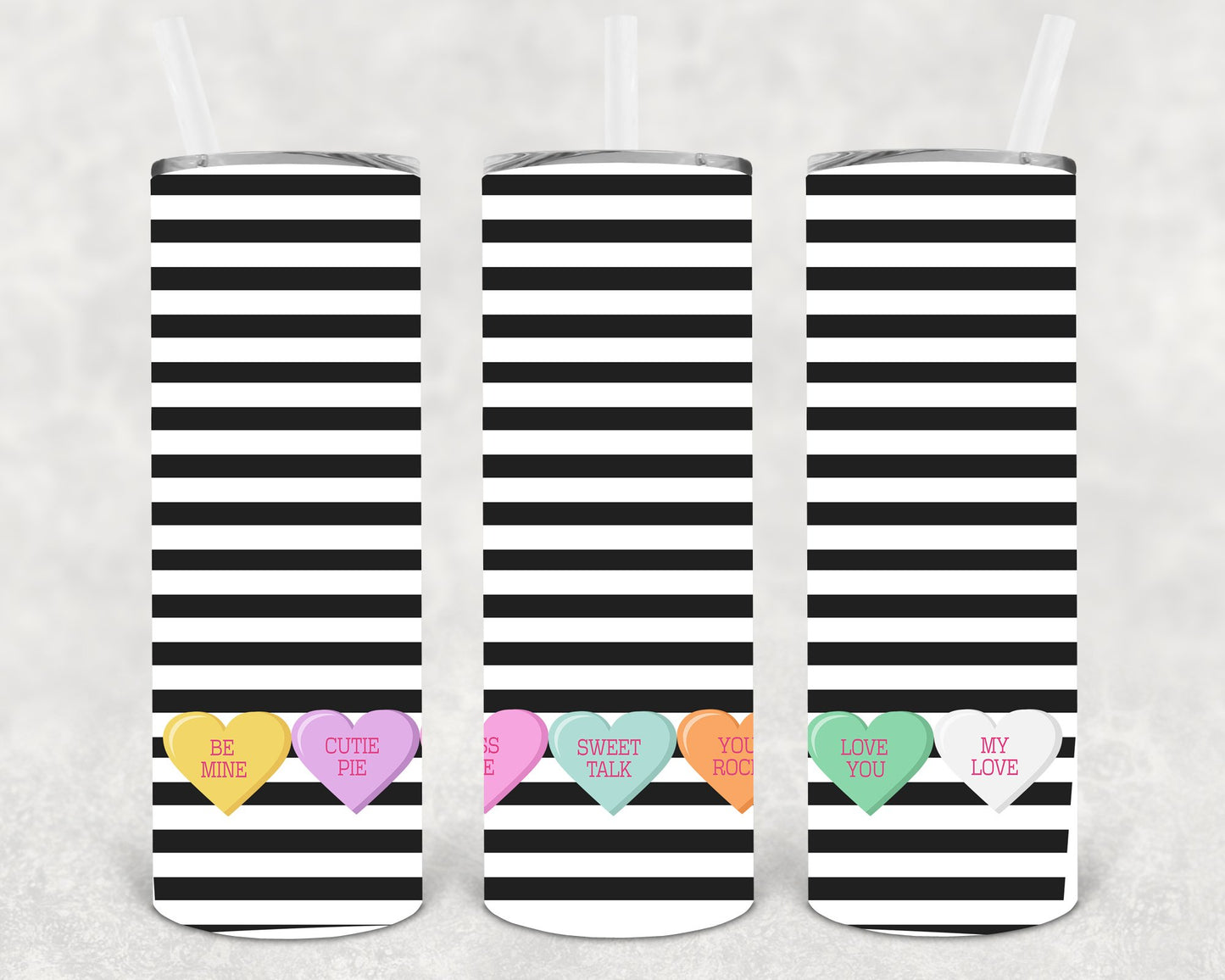 Conversation Hearts 20 Oz Skinny Tumbler