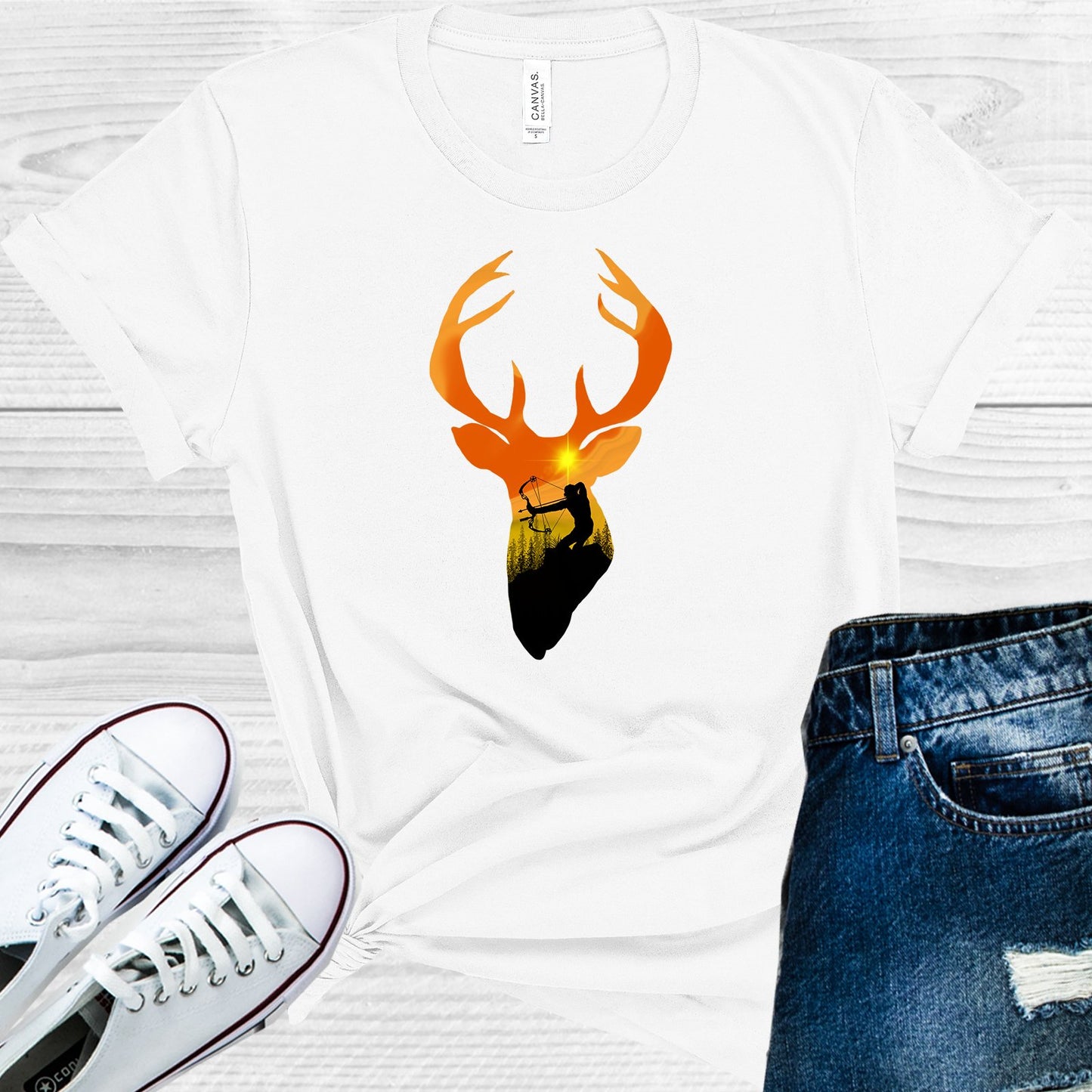 Bow Hunting Deer Head Graphic Tee Graphic Tee