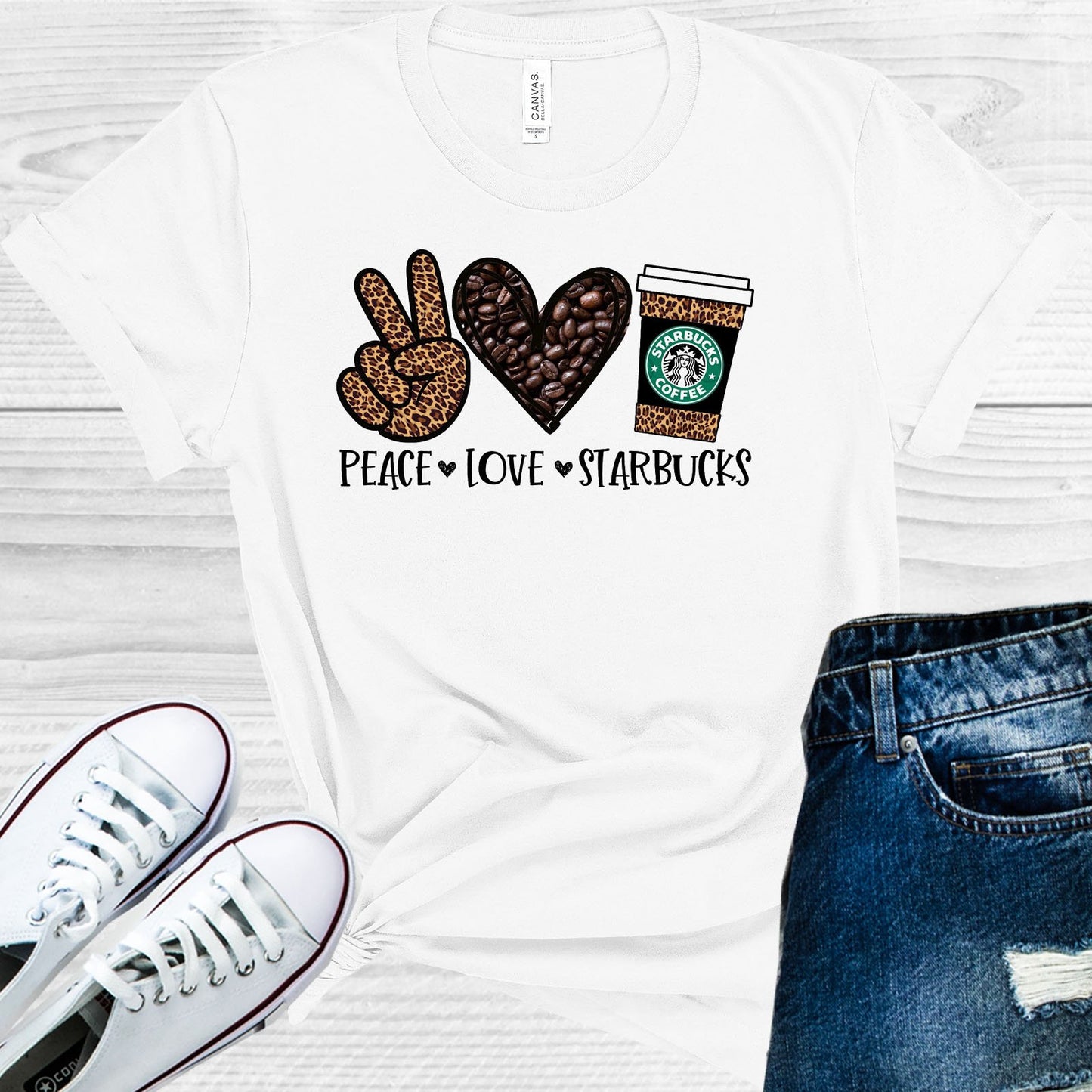 Peace Love Starbucks Graphic Tee Graphic Tee