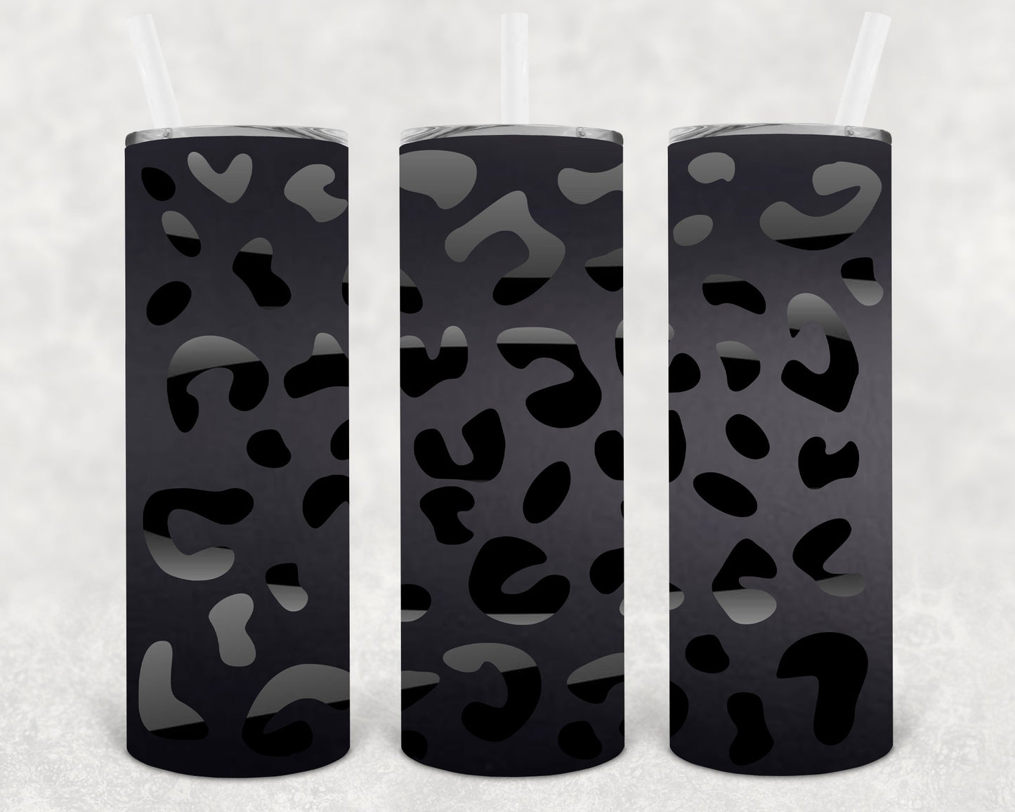 Matte Black Leopard 20 Oz Skinny Tumbler