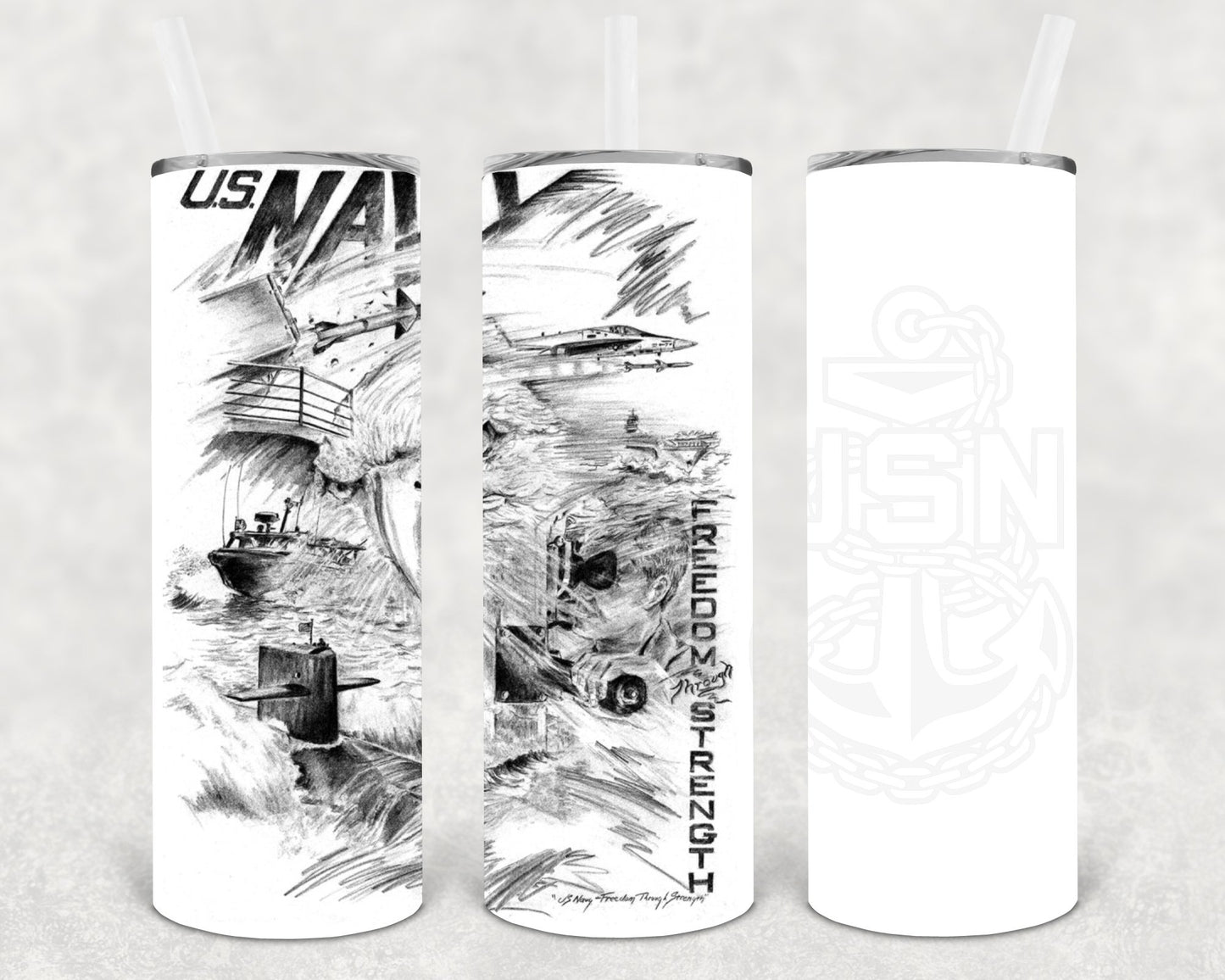 Us Navy 20 Oz Skinny Tumbler