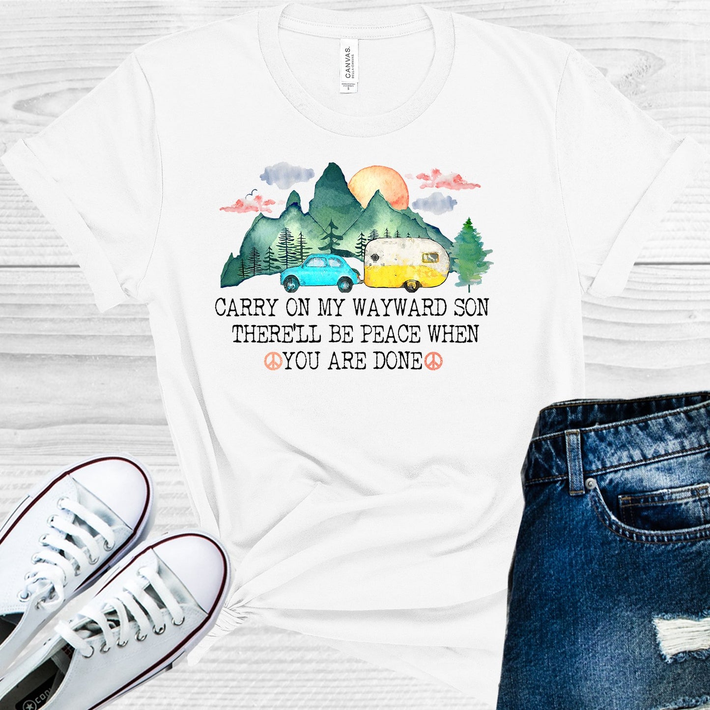 Carry On My Wayward Son Therell Be Peace When You Are Done Graphic Tee Graphic Tee