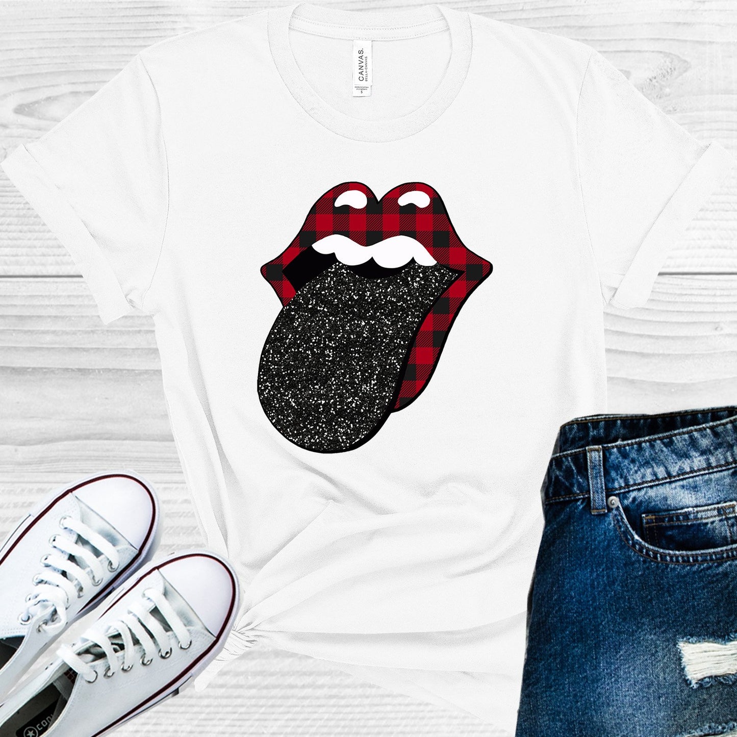Buffalo Plaid Mouth Graphic Tee Graphic Tee