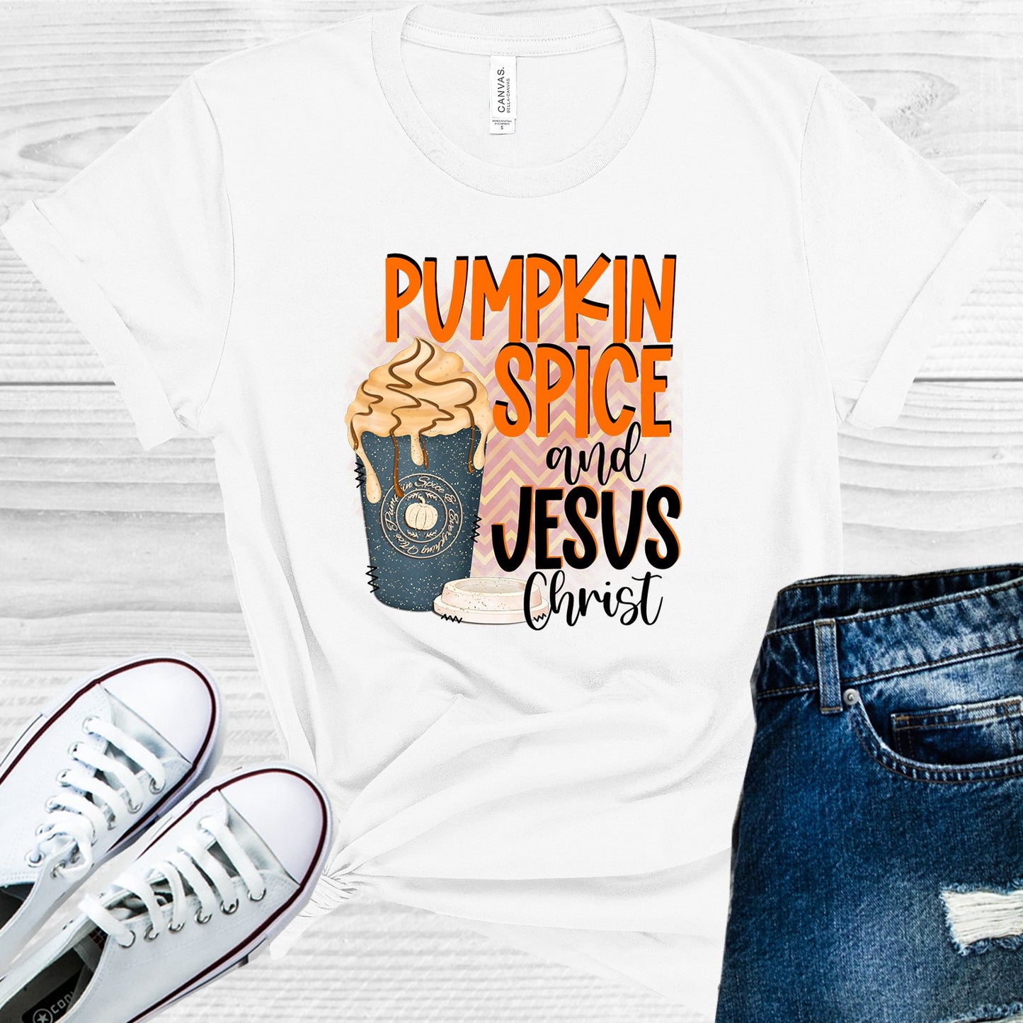 Pumpkin Spice And Jesus Christ Graphic Tee Graphic Tee