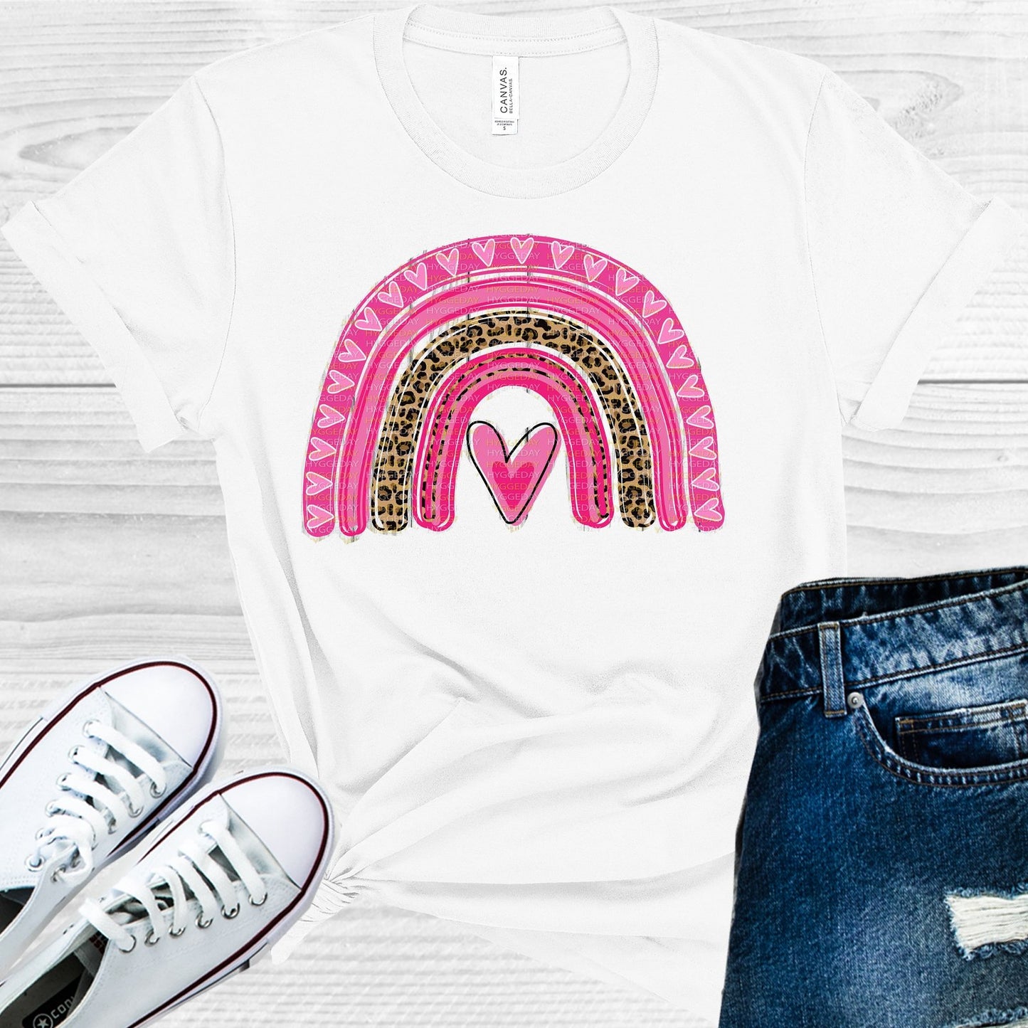 Pink Hearts Rainbow Graphic Tee Graphic Tee