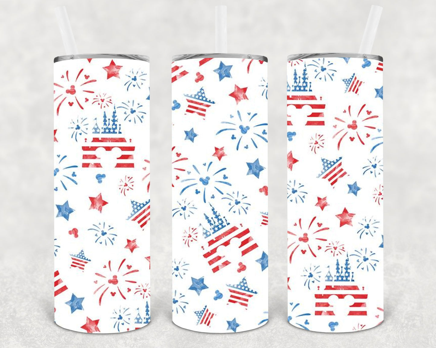 Patriotic Disney Castle 20 Oz Skinny Tumbler