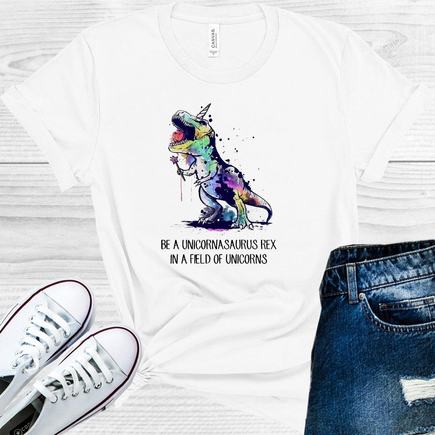 Be A Unicornasaurus Rex In Field Of Unicorns Graphic Tee Graphic Tee