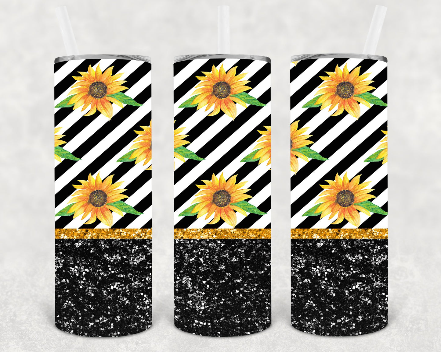 Sunflowers And Stripes 20 Oz Skinny Tumbler