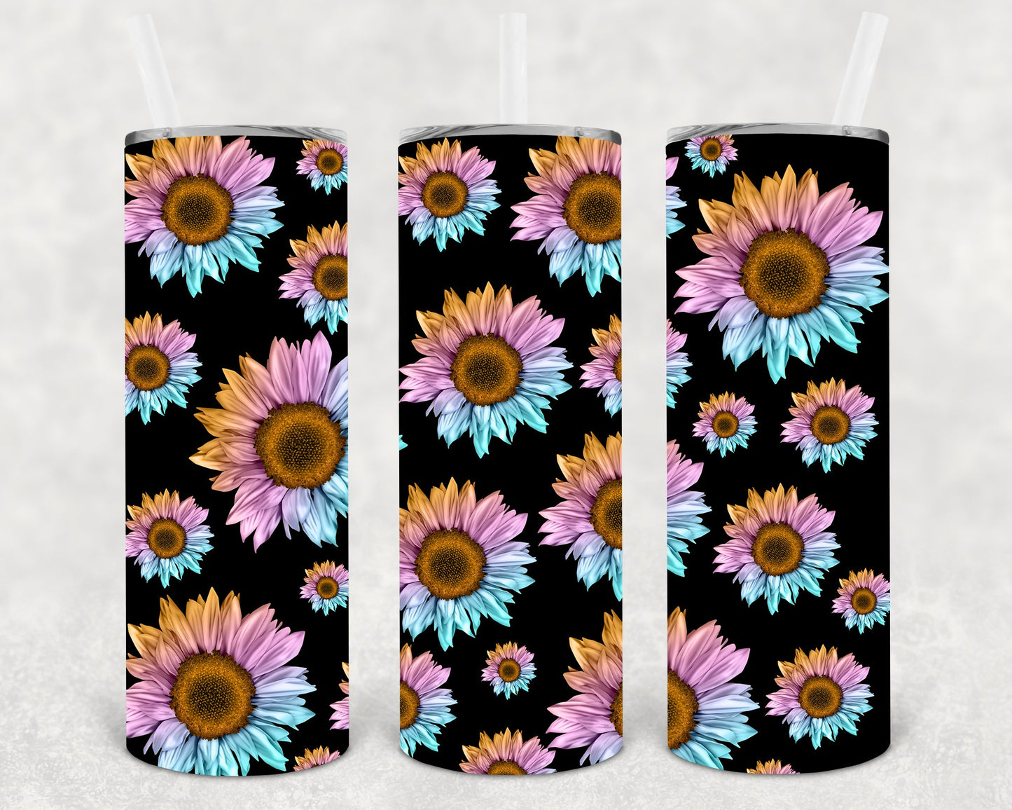 Rainbow Flower 20 Oz Skinny Tumbler