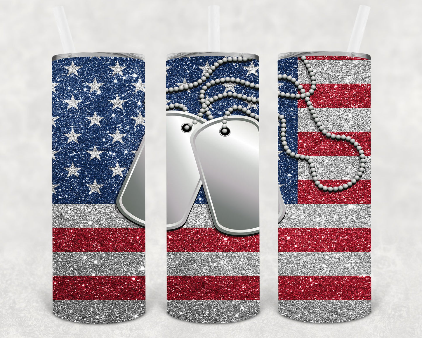 Military Dog Tags 20 Oz Skinny Tumbler