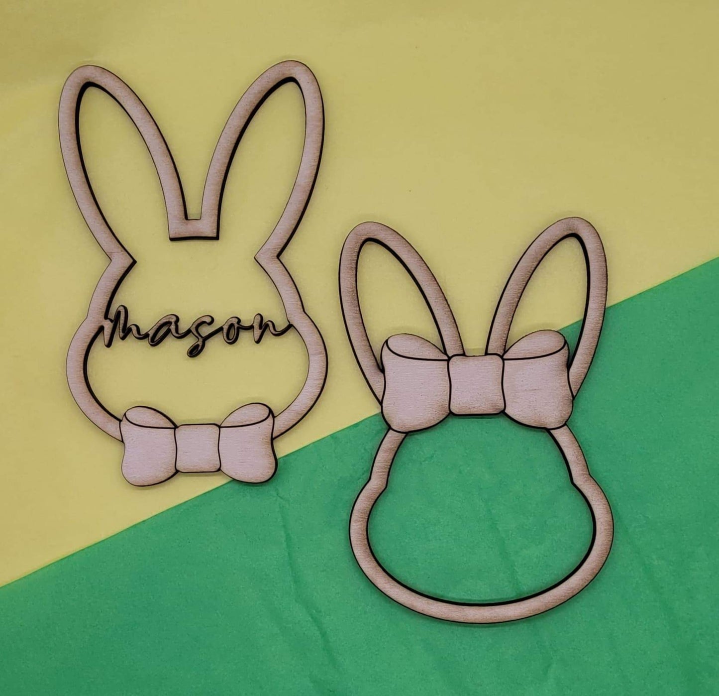 Boy Bunny Easter Basket Tag Wood