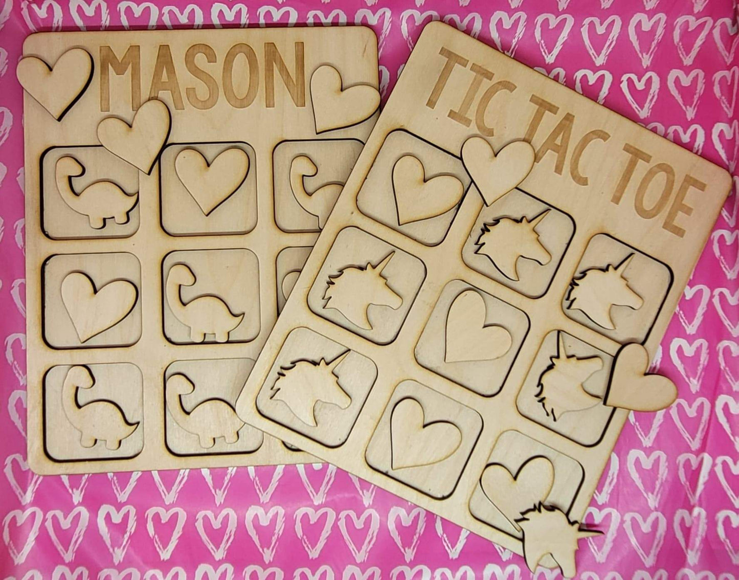 Dinosaur Tic Tac Toe Board Wood