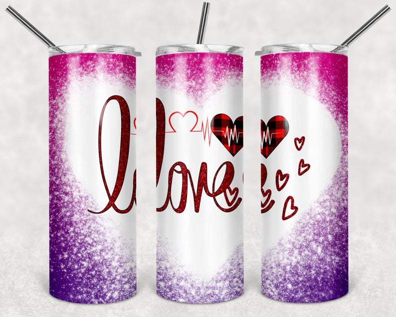 Love Plaid Valentine Heart 20 Oz Skinny Tumbler