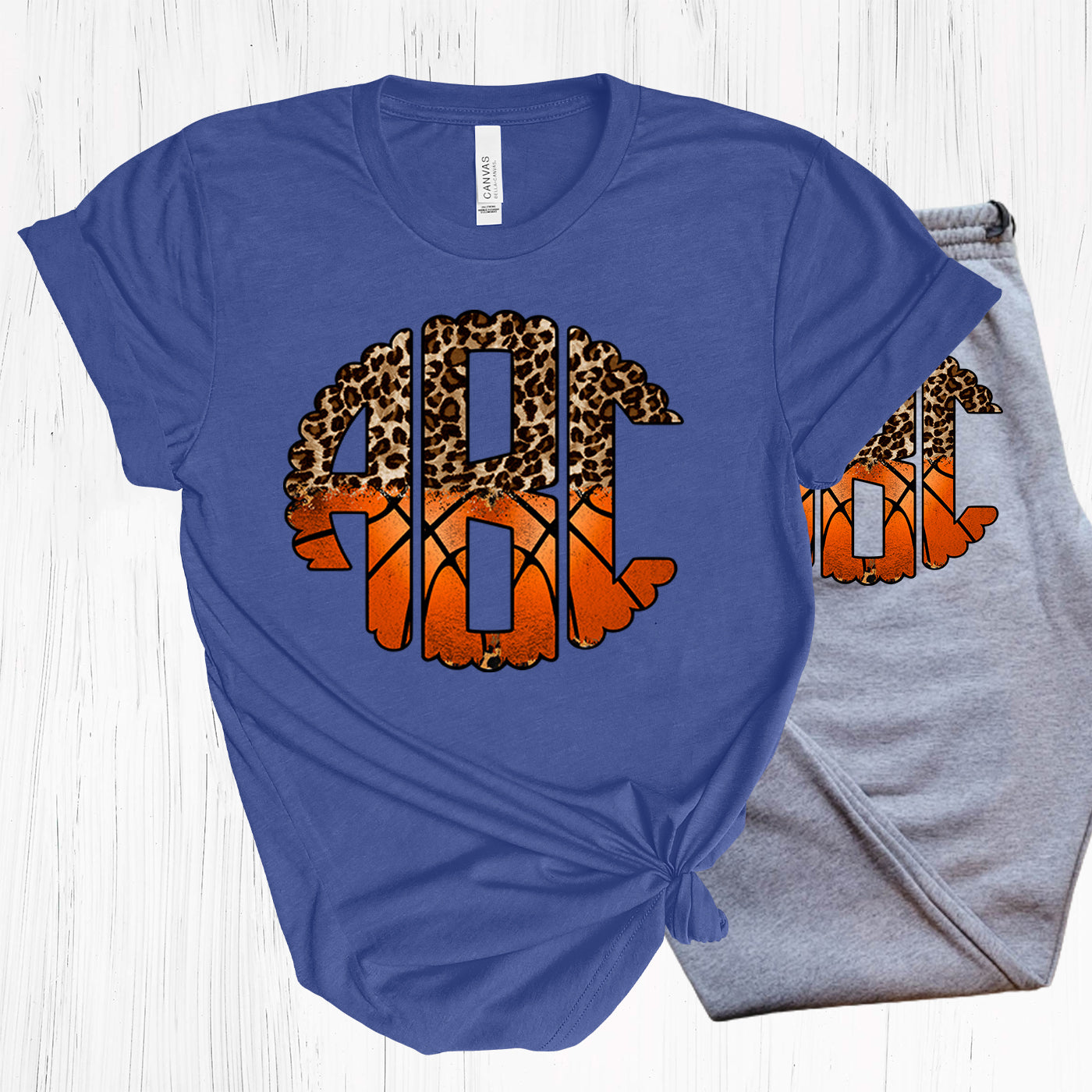 Basketball Leopard Monogram Graphic Tee