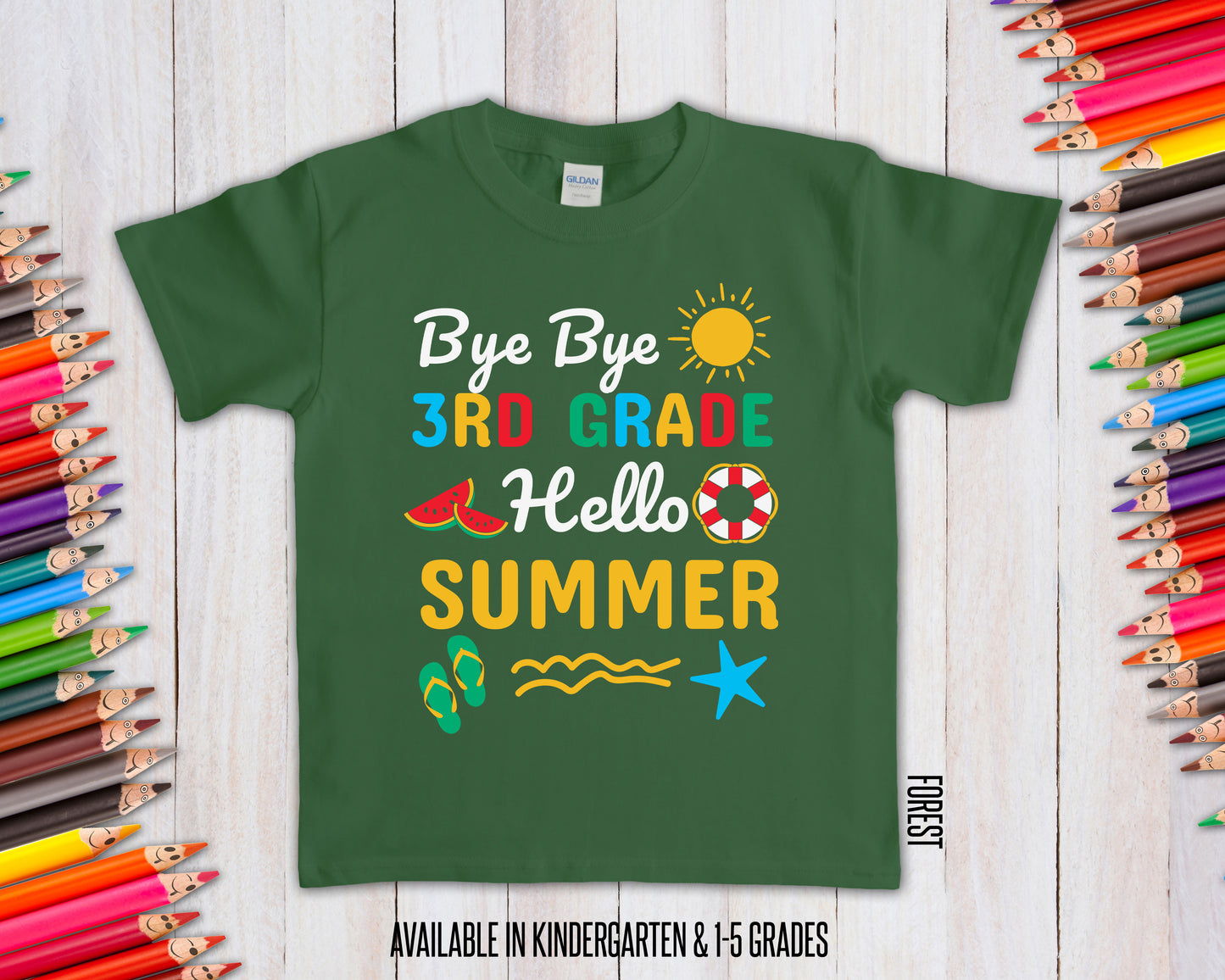 Bye Bye School Hello Summer School Grade Graphic Tee
