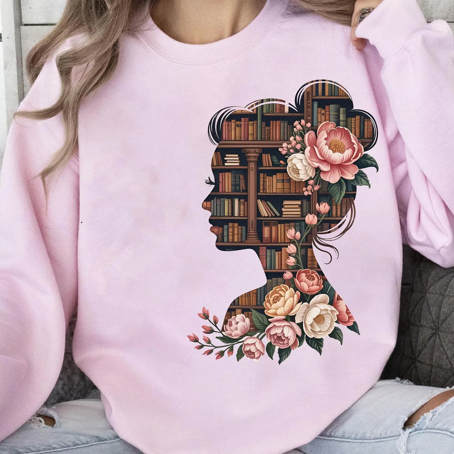 Floral Book Woman Graphic Tee