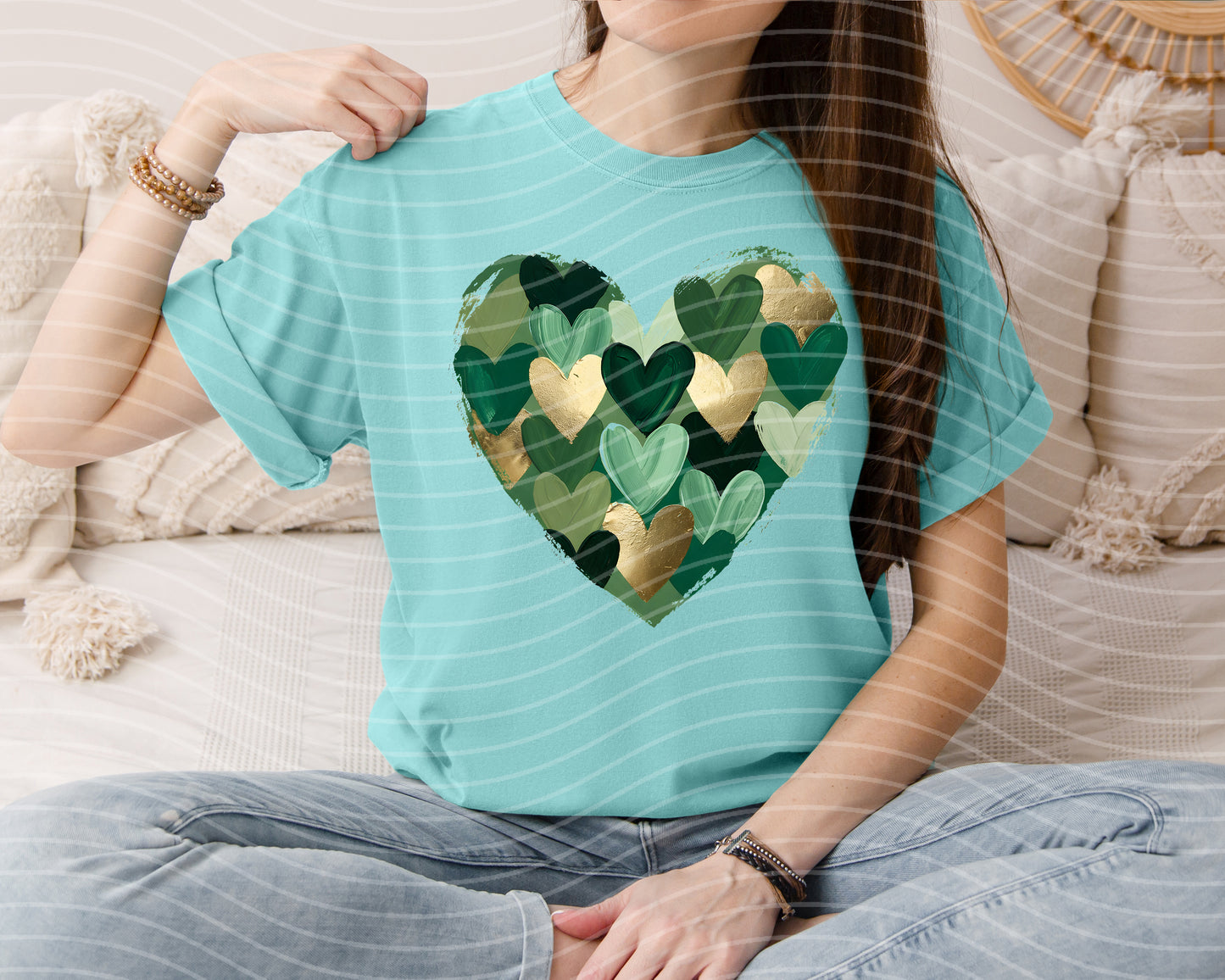 Green Hearts Graphic Tee